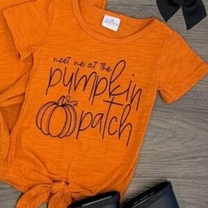 Sparkle In Pink Meet Me At The Pumpkin Patch Tie Front S/S Shirt NWT Sz 3-6 Mos